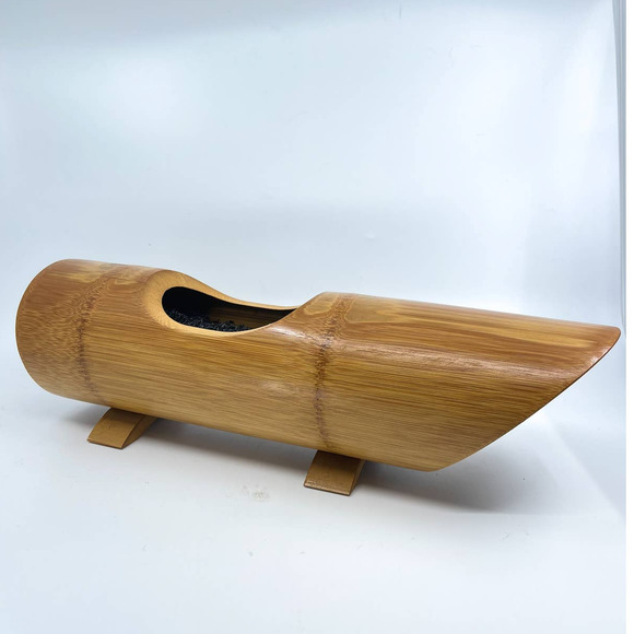 Vintage Bamboo Planter Vase Horizontal Japanese Asian Decor